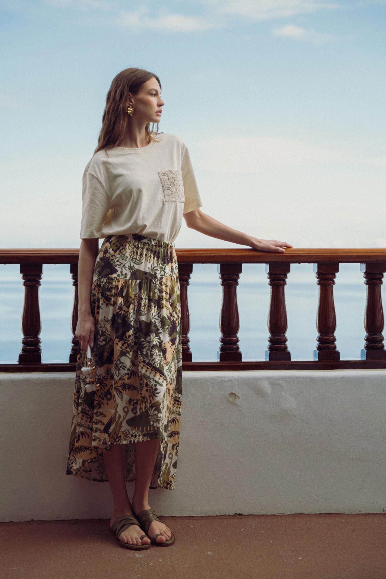 Olive Faux Wrap Skirt