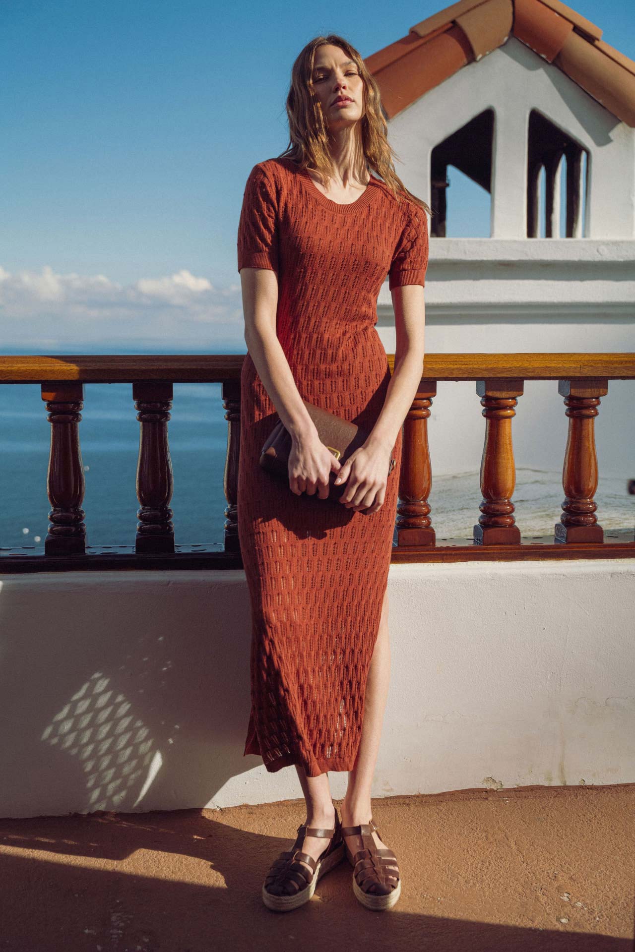 Paprika Crochet Midi Dress