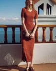 Paprika Crochet Midi Dress