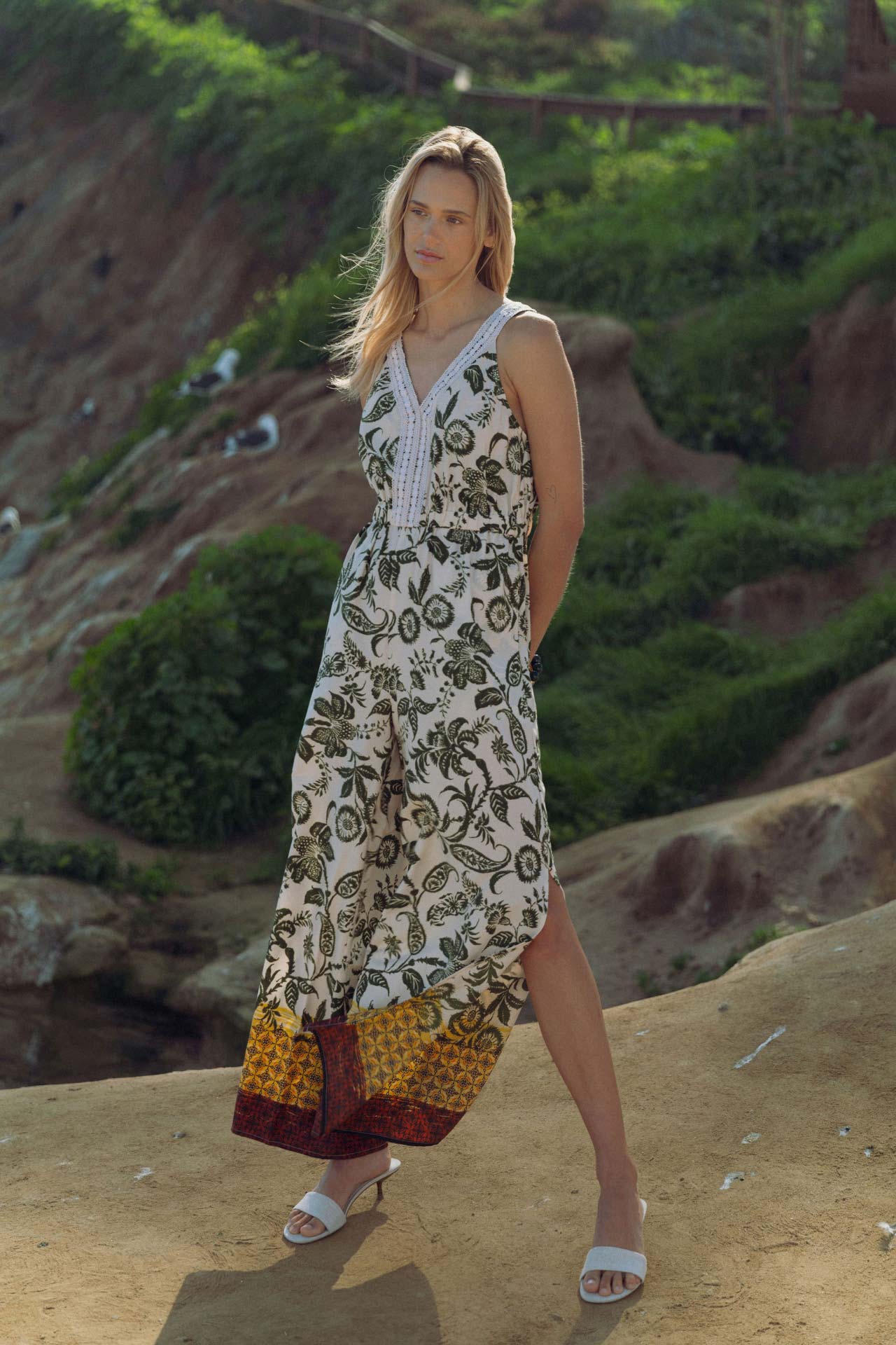 Olive Rust Multi V-Neck Jumpsuit