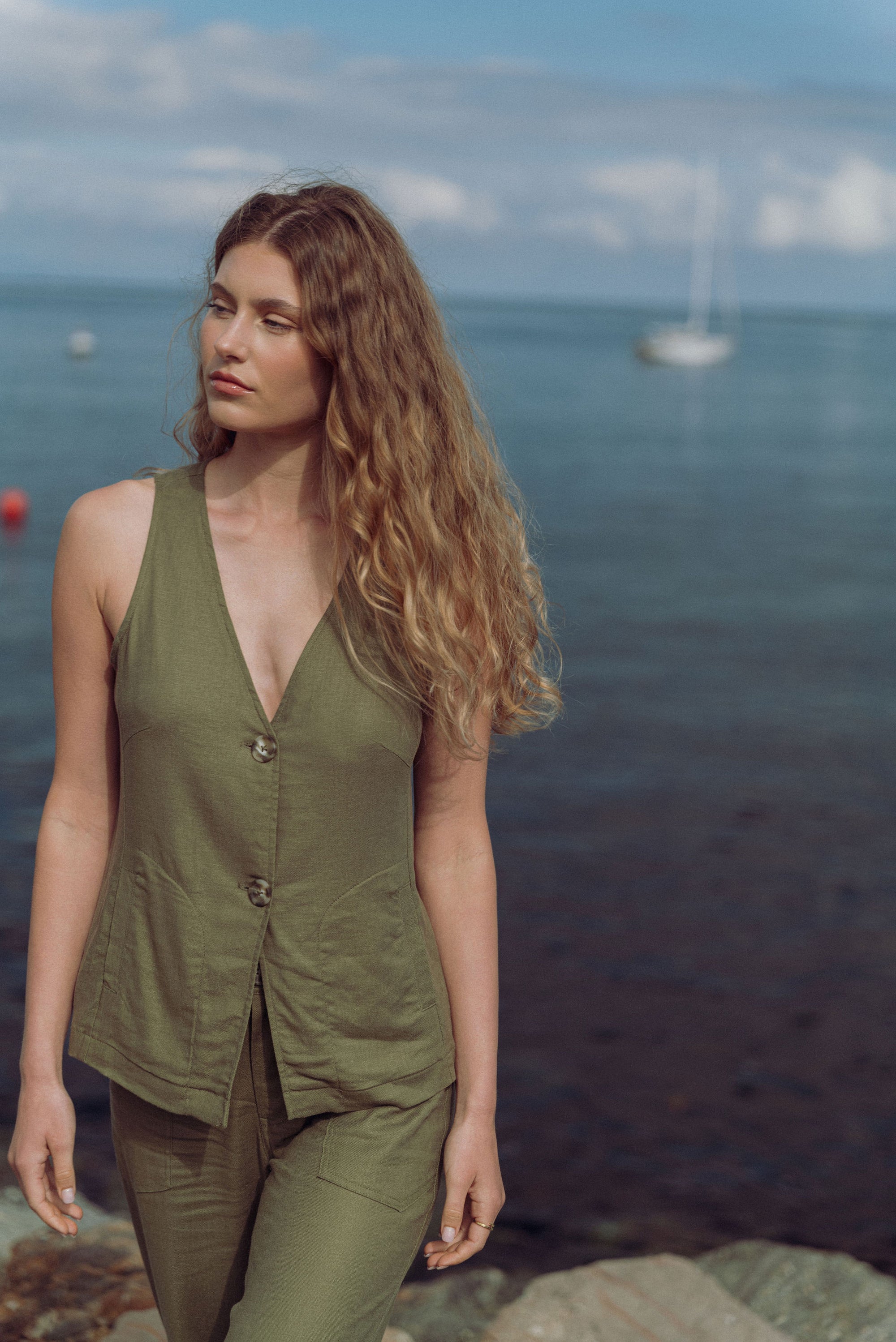 Olive Relaxed Vest