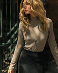 Mushroom Long Sleeve Mock Neck Top