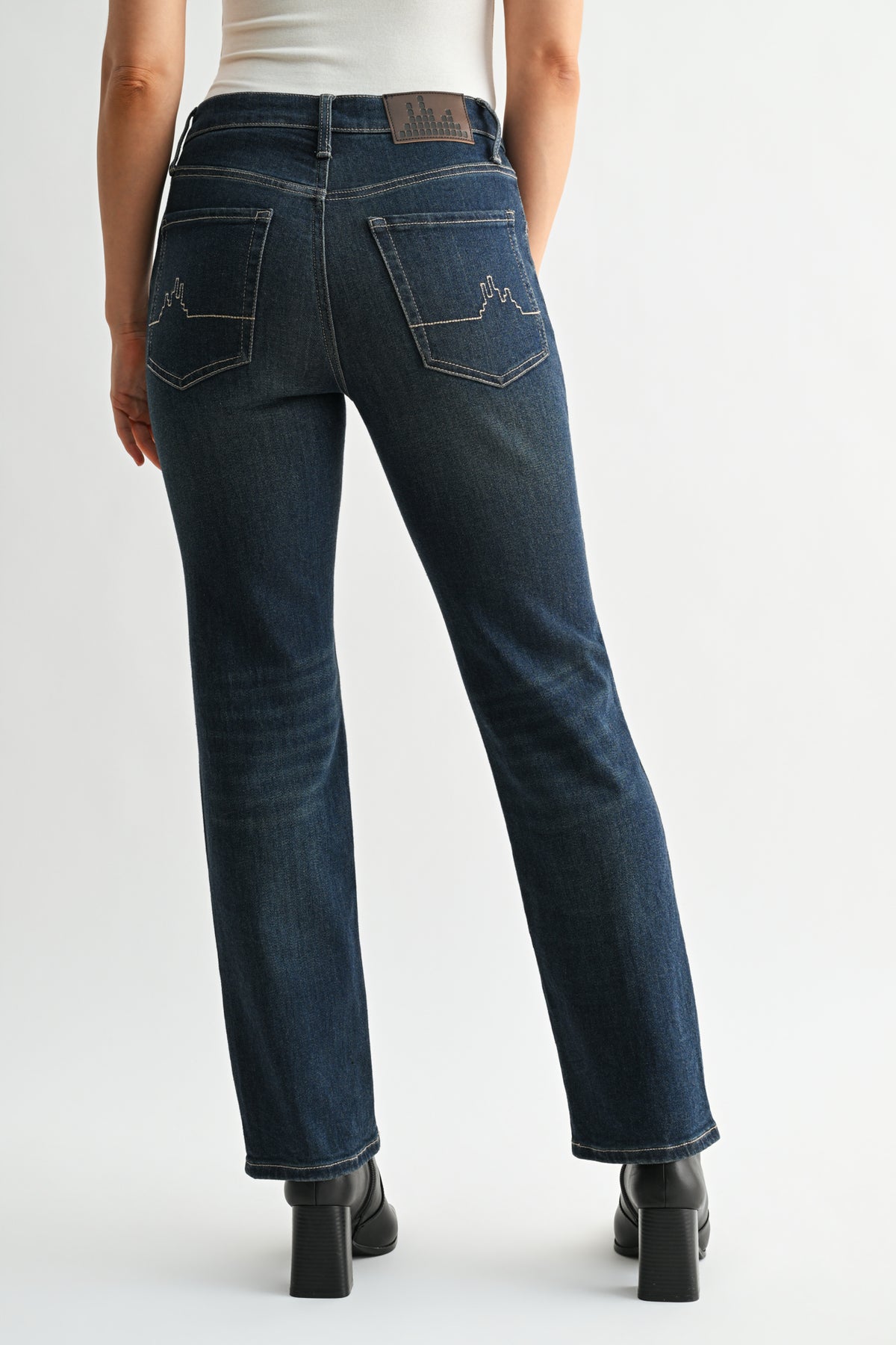 Dark Whisker Wash Petite Dover Straight Leg