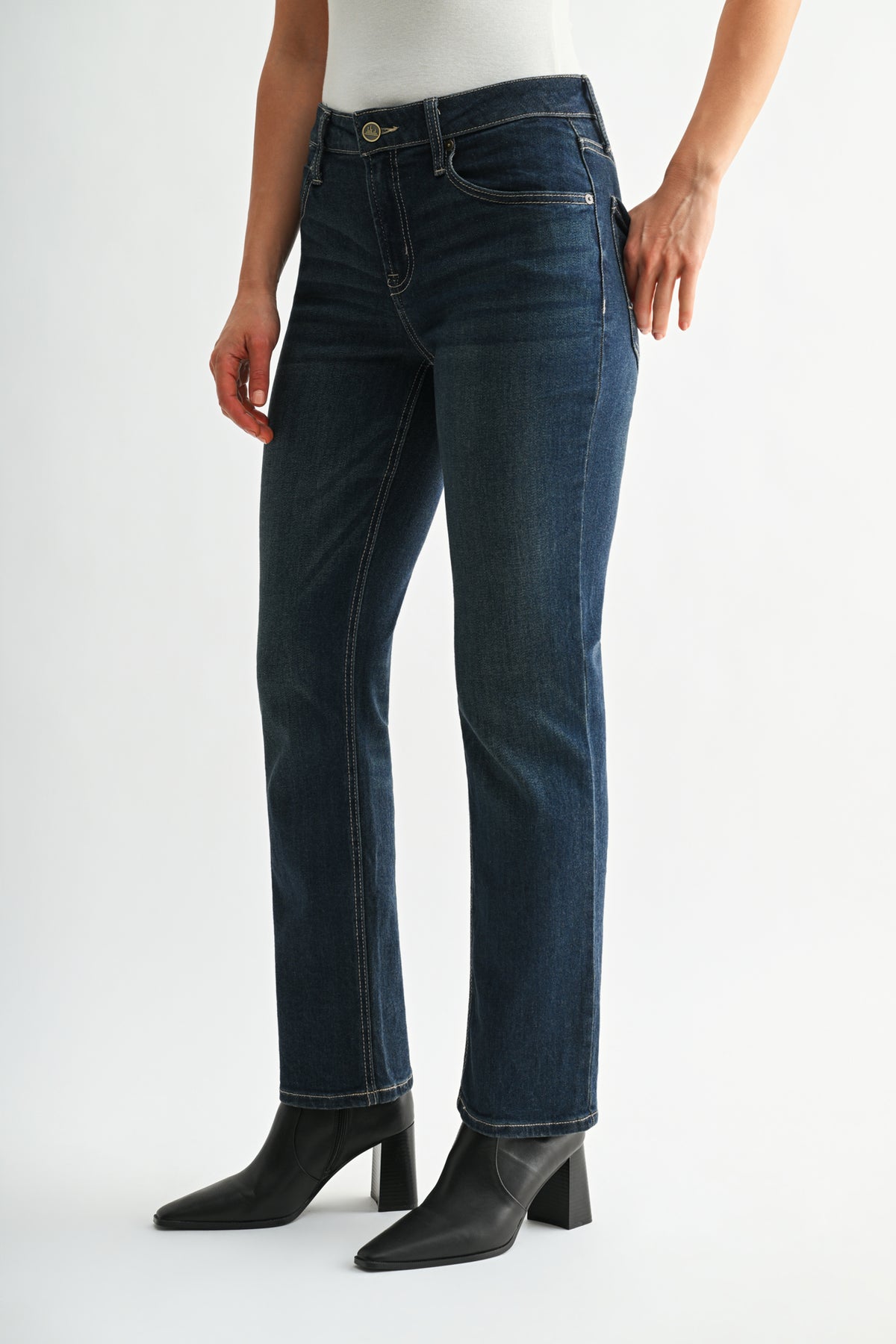 Dark Whisker Wash Petite Dover Straight Leg
