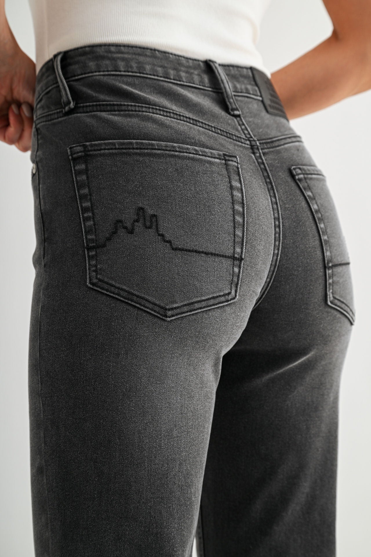 Black Whisker Wash Dover Straight Leg