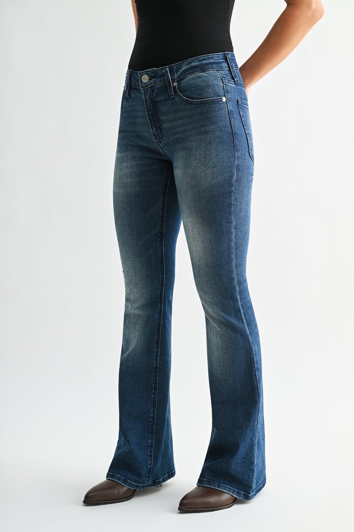 Dark Whisker Wash Eiffel Flare Leg 