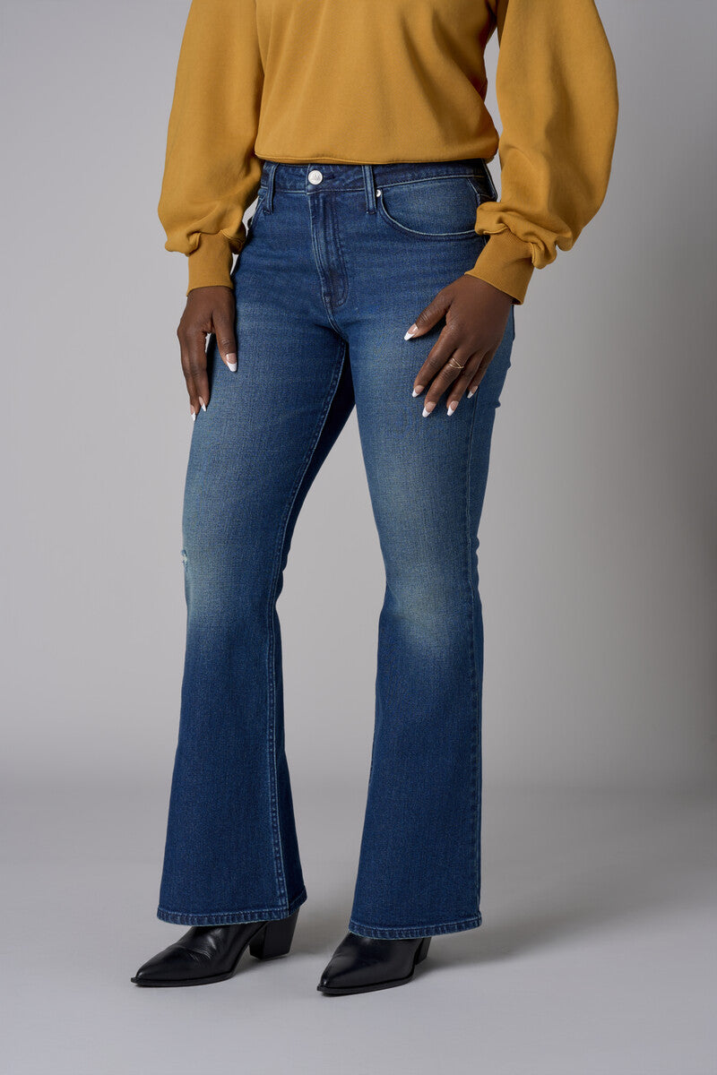 Inject your wardrobe with the vivid 'Dark Whisker Wash' Eiffel Flare Leg.
