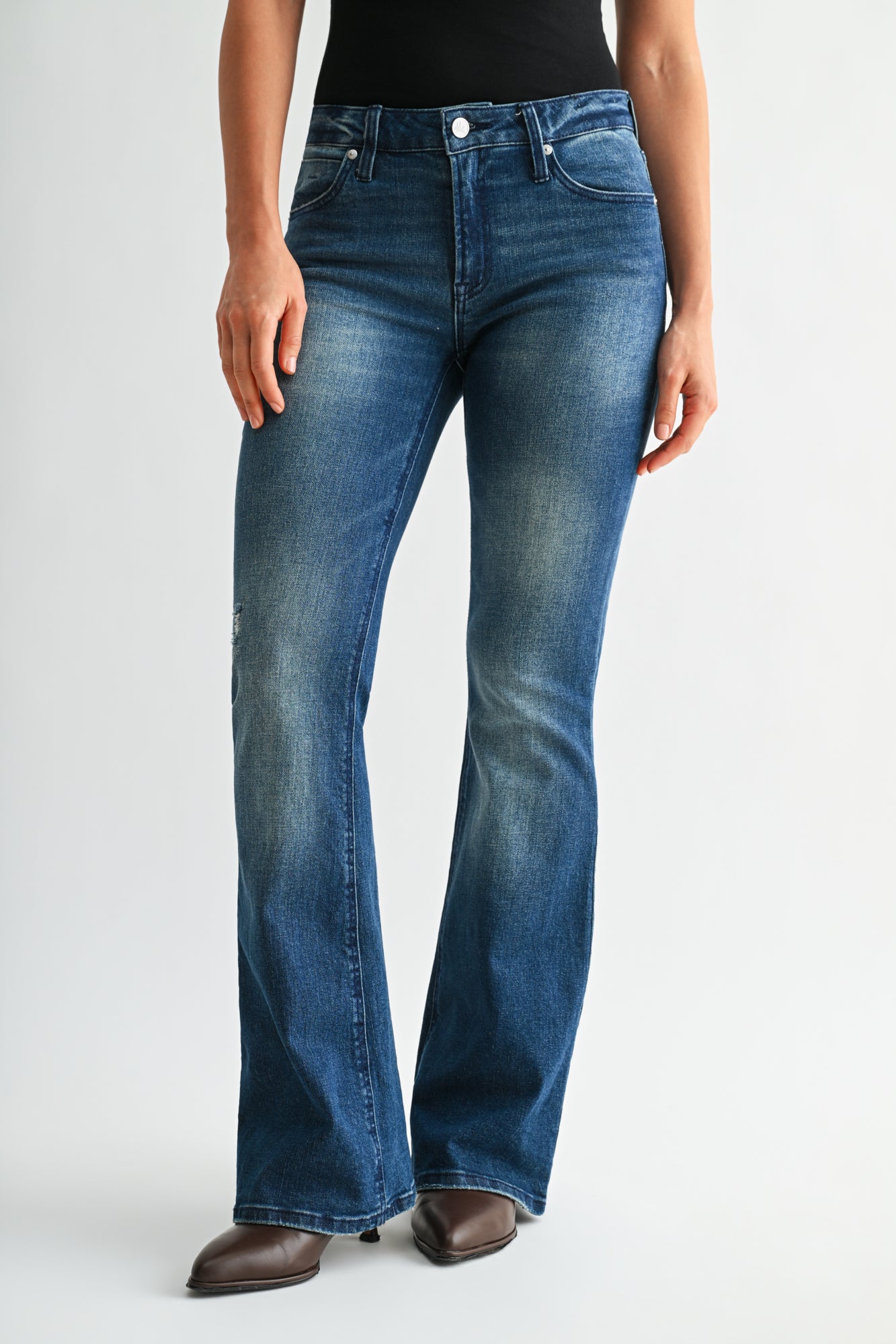 Dark Whisker Wash Eiffel Flare Leg 