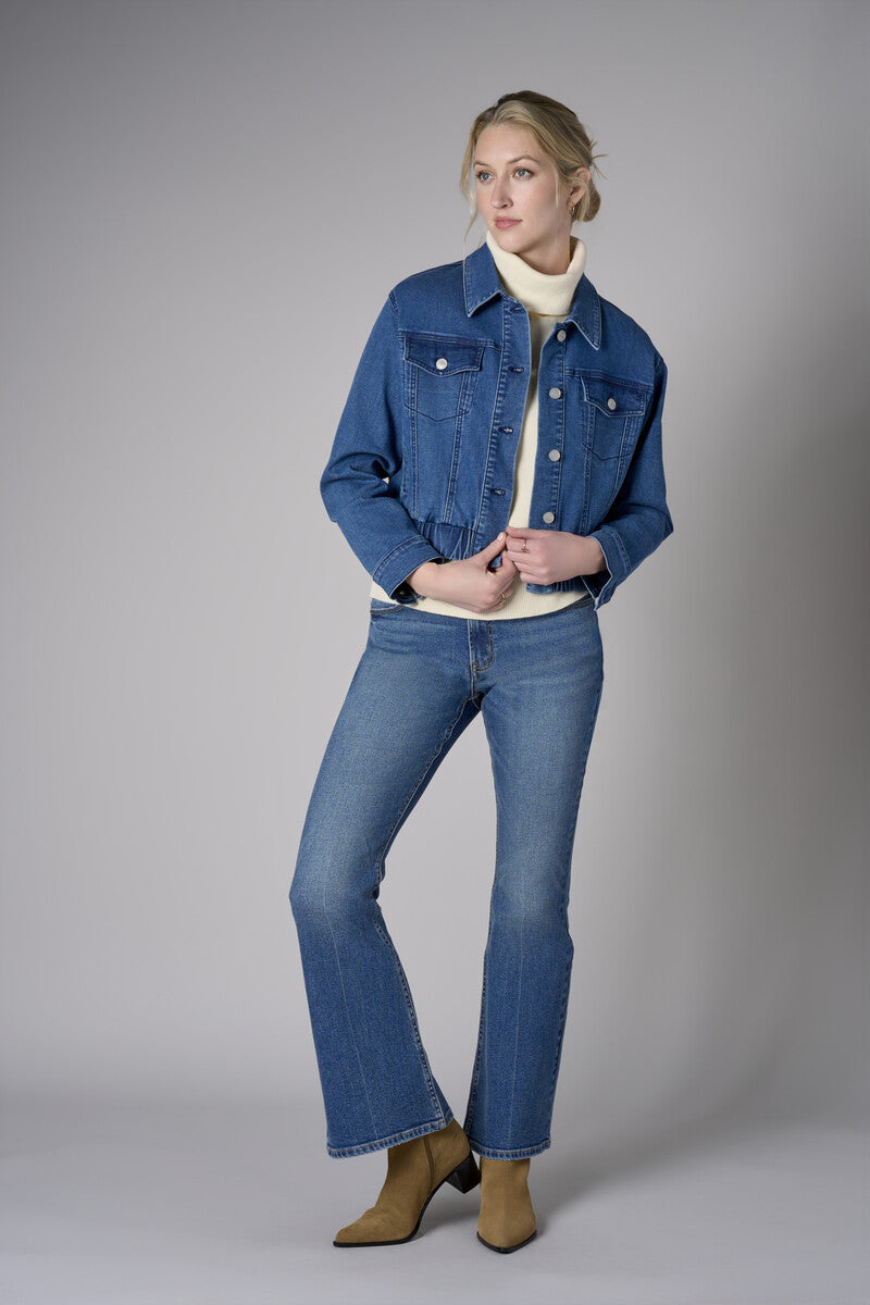 The 'Vintage Crease Wash' Eiffel Flare Leg: designed for vibrant appeal.