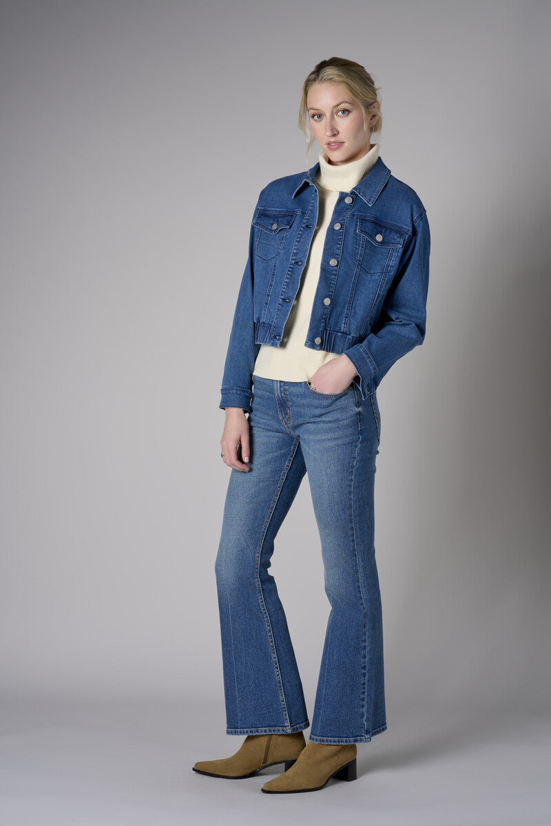 The 'Vintage Crease Wash' Eiffel Flare Leg: designed for vibrant appeal.