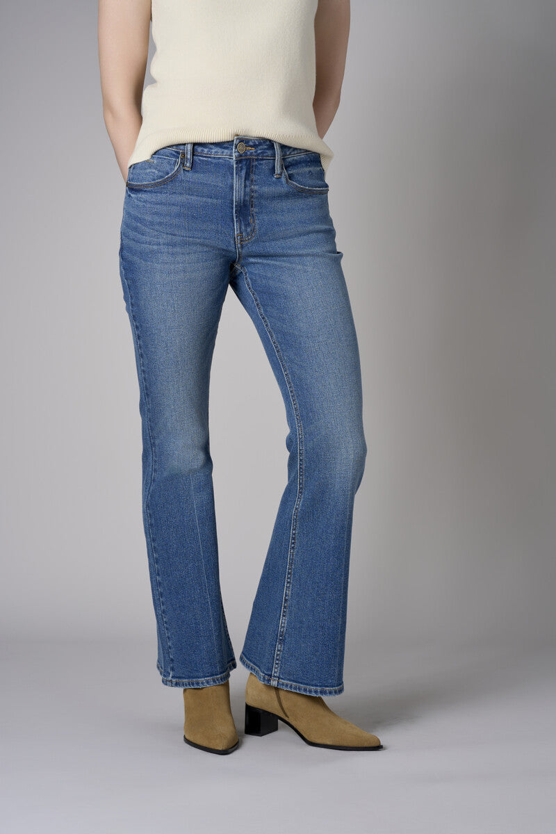 The 'Vintage Crease Wash' Eiffel Flare Leg: designed for vibrant appeal.