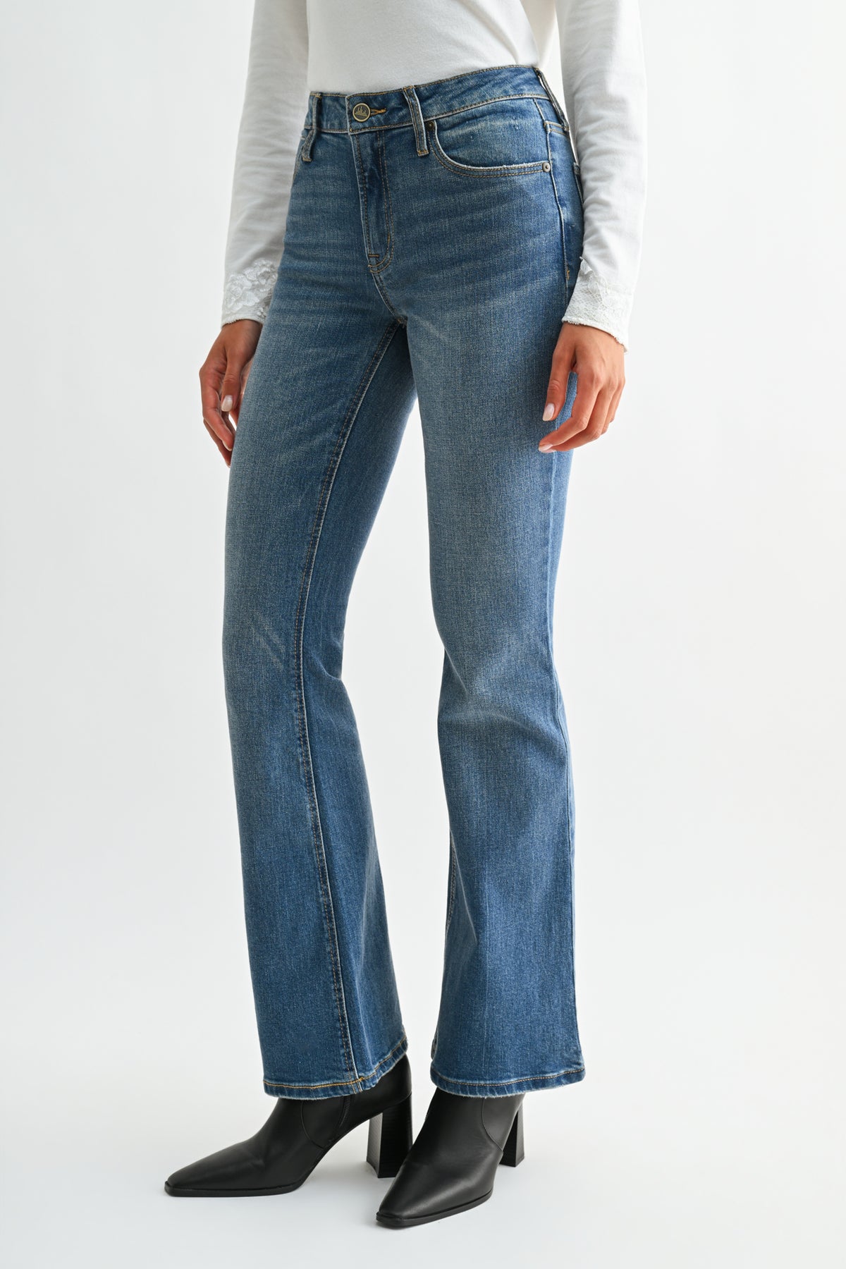 Vintage Crease Wash Petite Eiffel Flare Leg