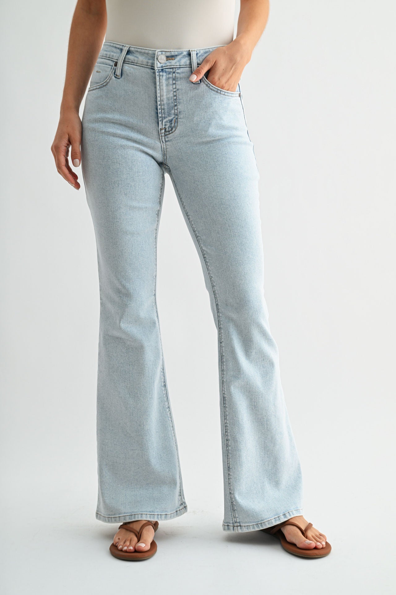 Snow Wash Eiffel Flare Leg Jeans