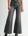Black Denim Bond Wide Leg