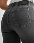 Black Denim Bond Wide Leg