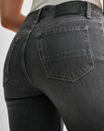 Black Denim Bond Wide Leg
