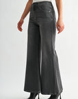 Black Denim Bond Wide Leg

