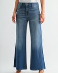 Antique Indigo Whisker Wash Bond Wide Leg Jeans