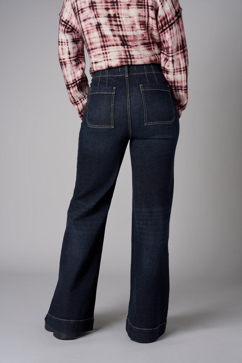 Dark Whisker Wash Soho Wide Leg Jean