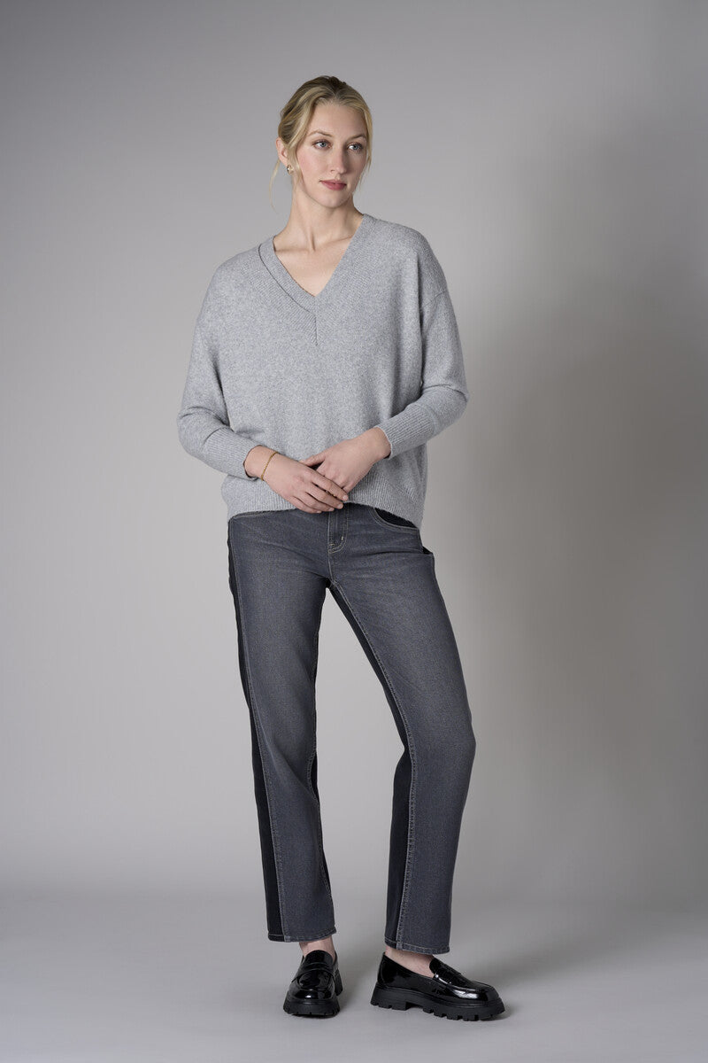 Dark Whisker Wash Two-Tone Straight Leg Jean