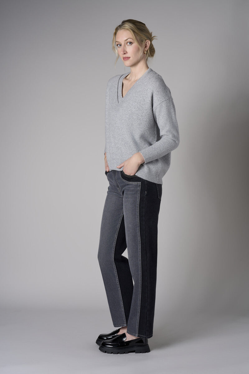 Dark Whisker Wash Two-Tone Straight Leg Jean