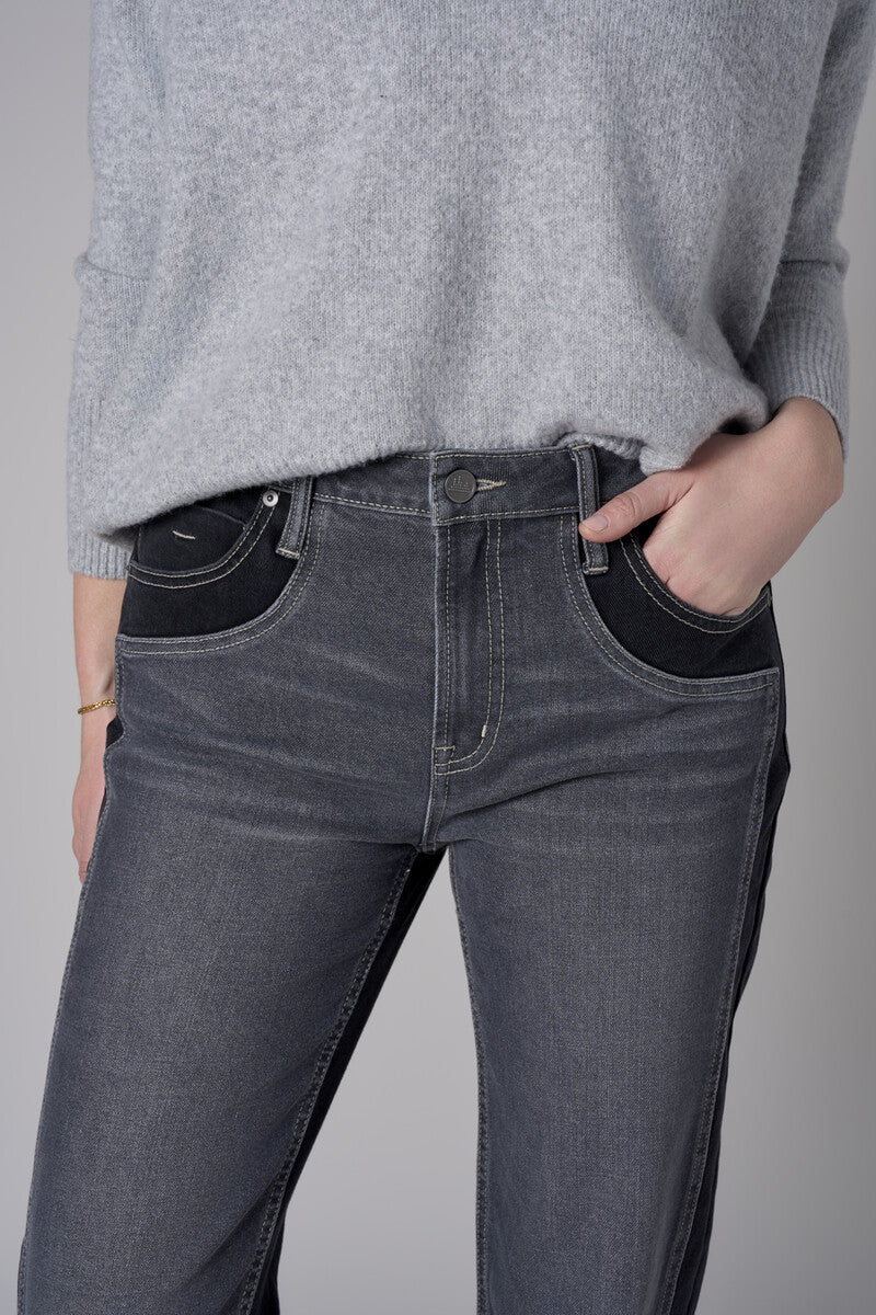 Dark Whisker Wash Two-Tone Straight Leg Jean