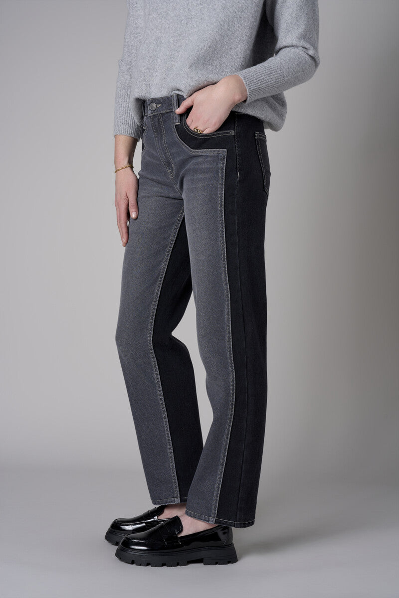 Dark Whisker Wash Two-Tone Straight Leg Jean