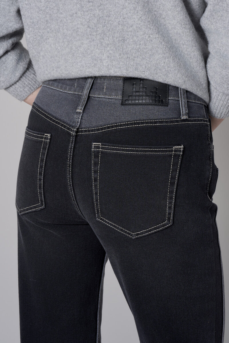 Dark Whisker Wash Two-Tone Straight Leg Jean