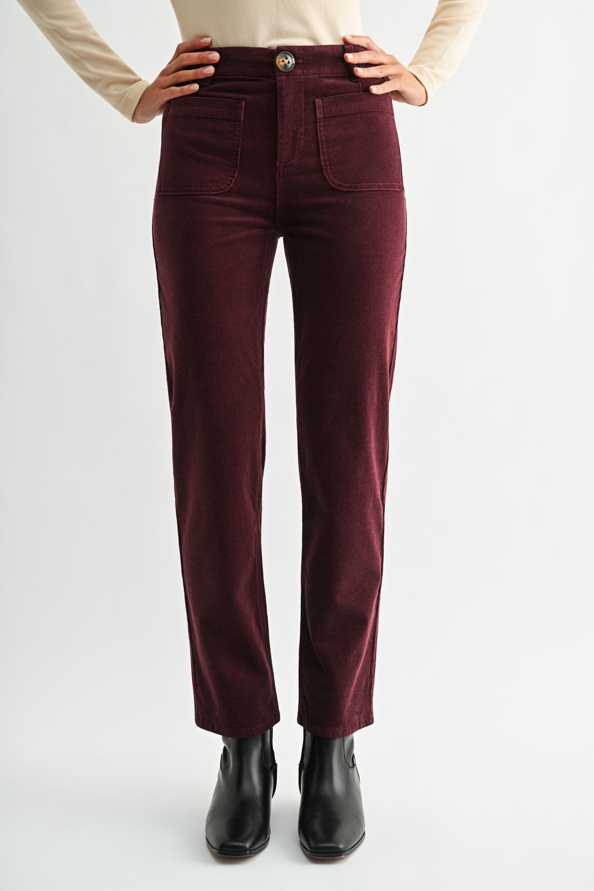Burgundy Soho Straight Leg Corduroy Pant