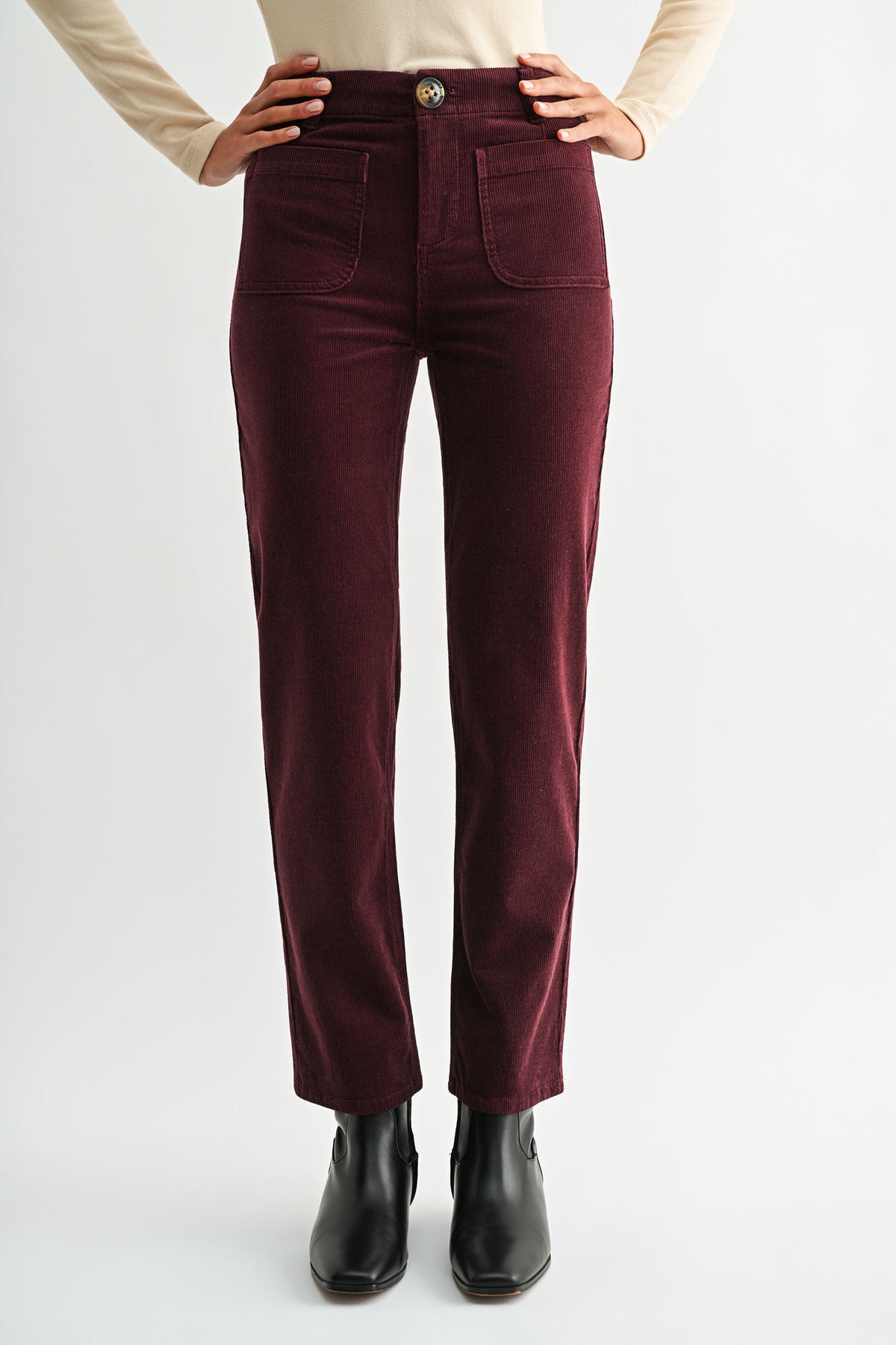 Burgundy Soho Straight Leg Corduroy Pant