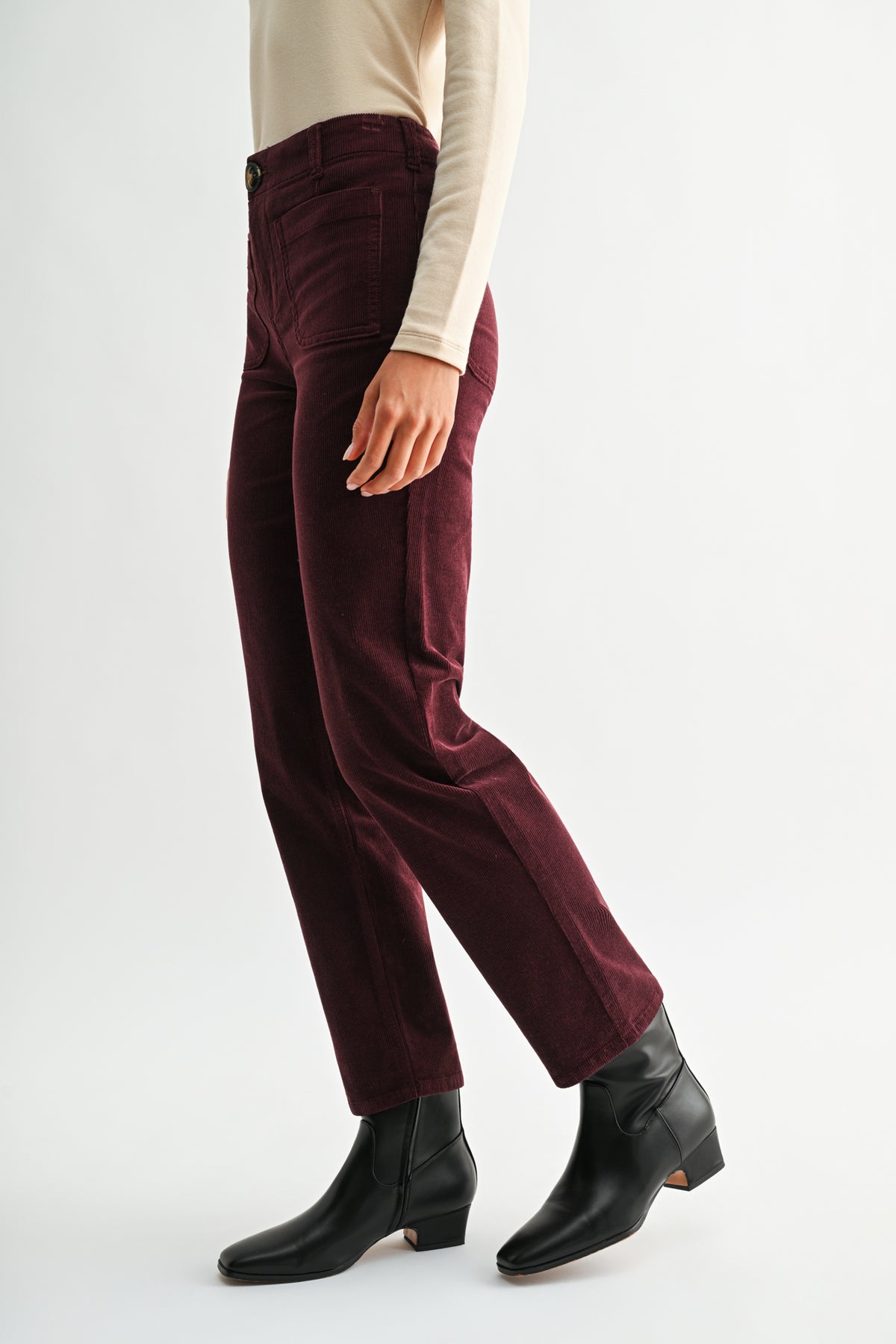 Burgundy Soho Straight Leg Corduroy Pant