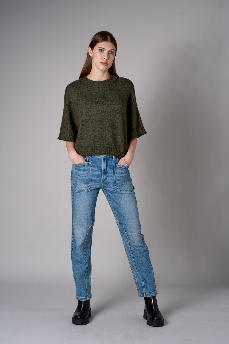 Patch Pocket Tapered Jean in Indigo