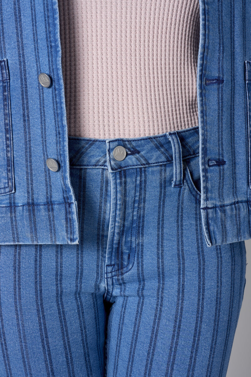 Create your signature style with our 'Indigo Stripe Denim' Eiffel Flare Leg- Striped.