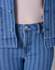 Create your signature style with our 'Indigo Stripe Denim' Eiffel Flare Leg- Striped.