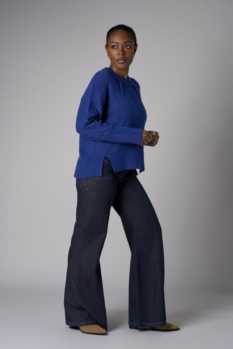 Indigo Wash Patch Pocket Wide Leg Jean