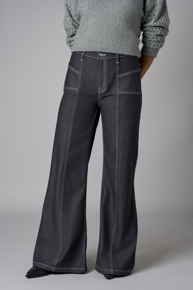 Gray Patch Pocket Wide Leg Jean