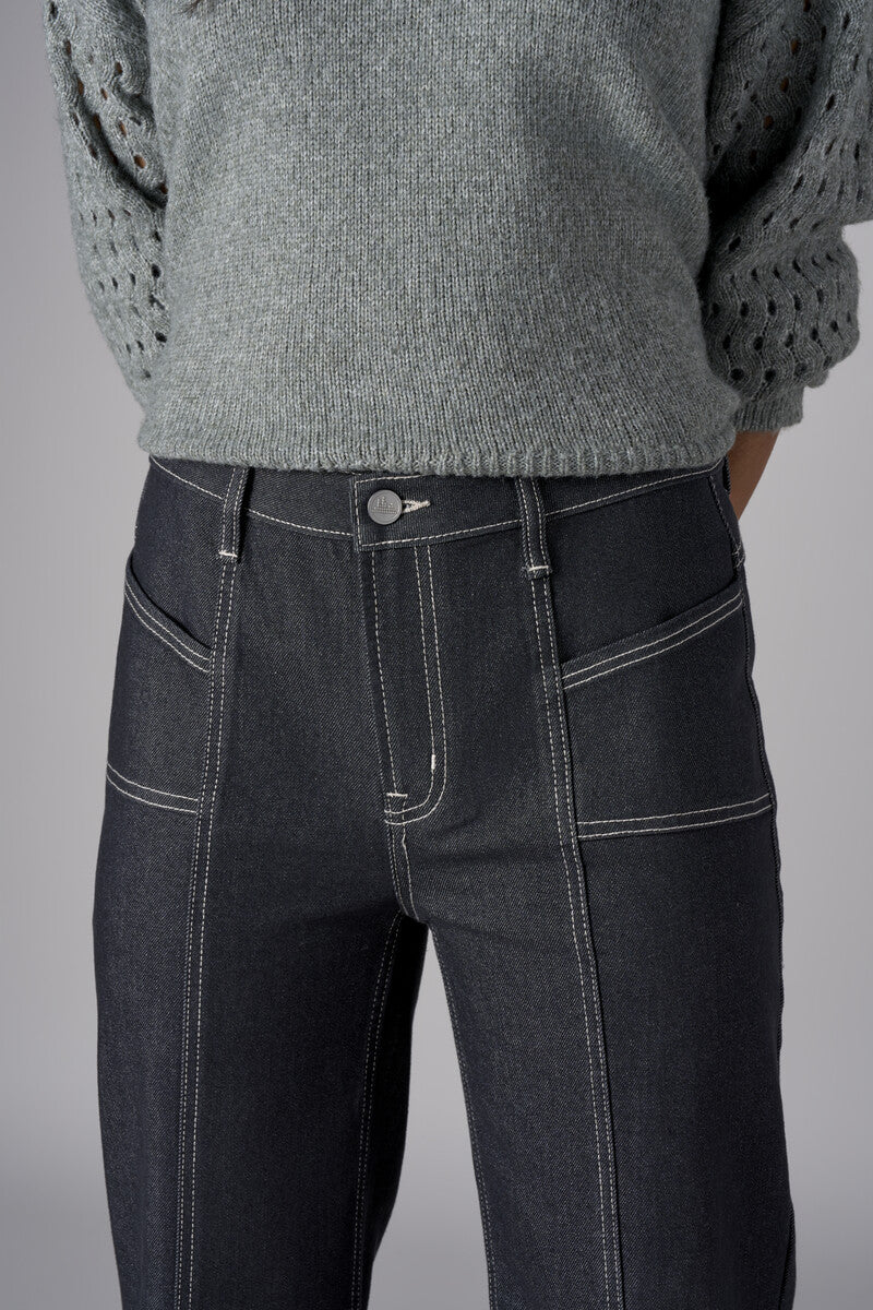 Gray Patch Pocket Wide Leg Jean