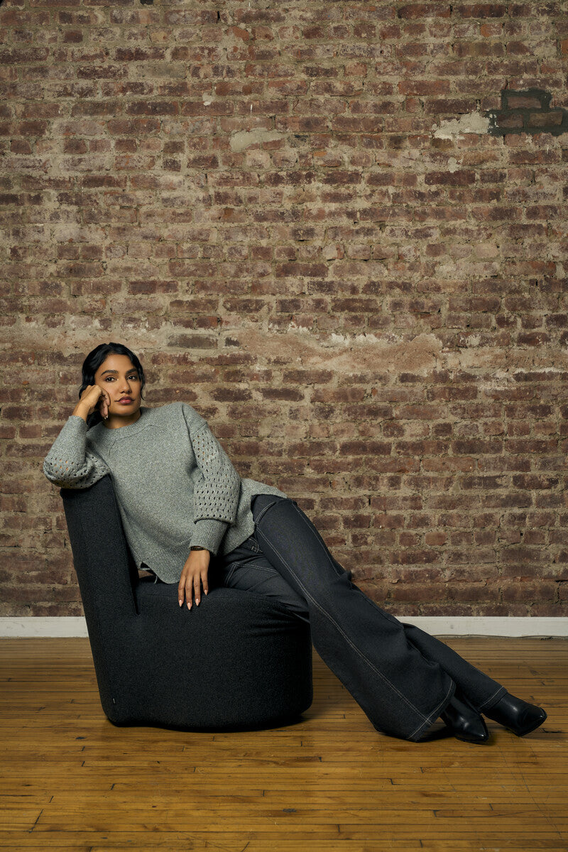 Gray Patch Pocket Wide Leg Jean