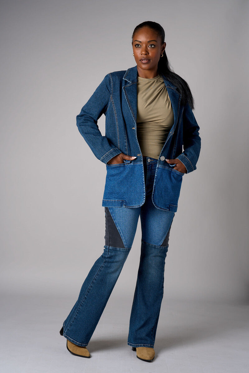 Mixed-wash 5 pocket vintage whisker washed jeans