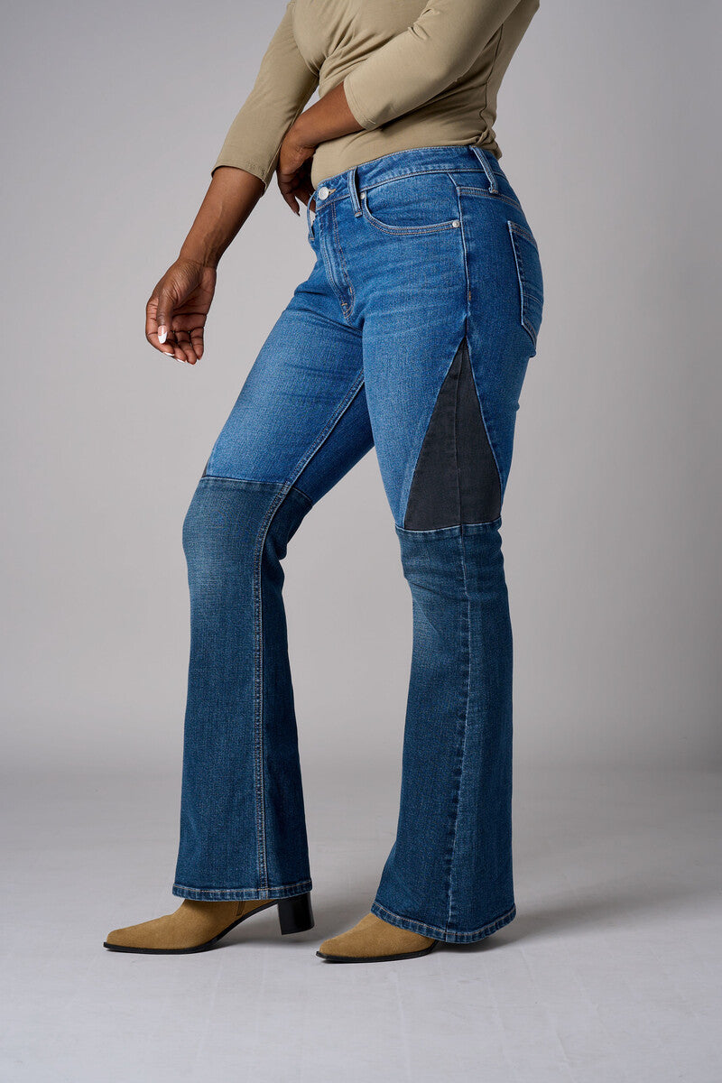 Mixed-wash 5 pocket vintage whisker washed jeans