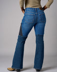 Mixed-wash 5 pocket vintage whisker washed jeans