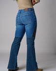 Mixed-wash 5 pocket vintage whisker washed jeans