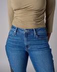 Mixed-wash 5 pocket vintage whisker washed jeans