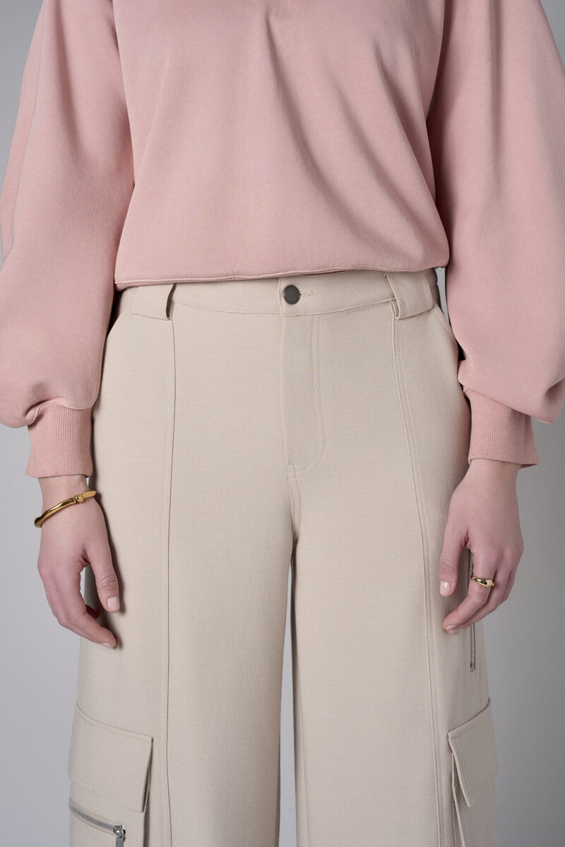 The perfect blend of style and color: 'Bone White' Wide Leg Cargo Pant.