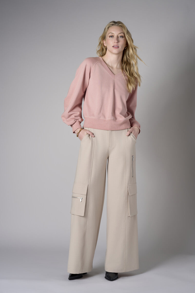 The perfect blend of style and color: 'Bone White' Wide Leg Cargo Pant.