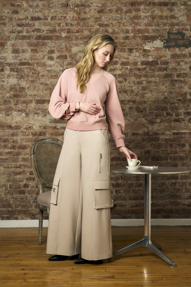 The perfect blend of style and color: 'Bone White' Wide Leg Cargo Pant.
