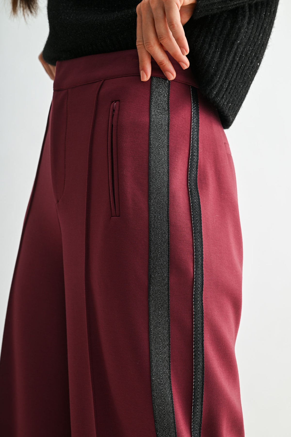Burgundy Plus-Size Trouser Track Pant