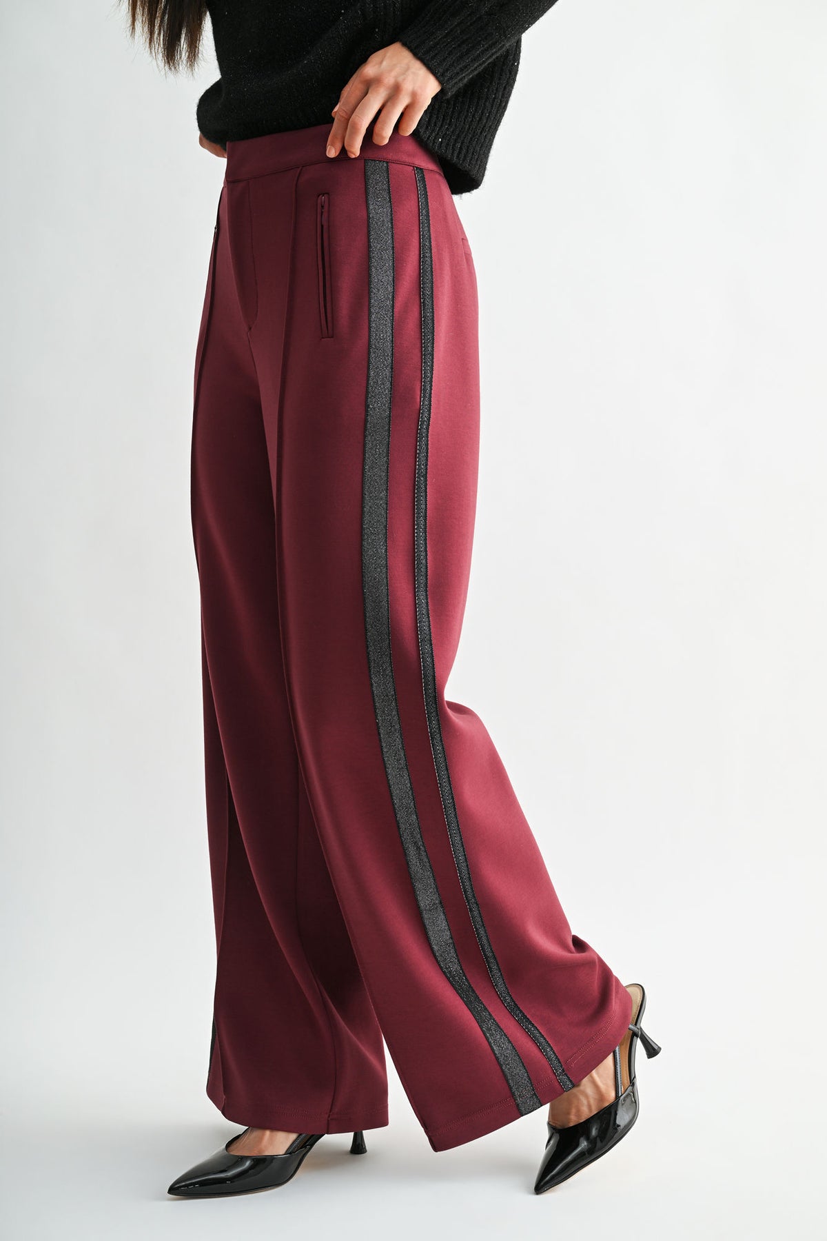 Burgundy Petite Trouser Track Pant