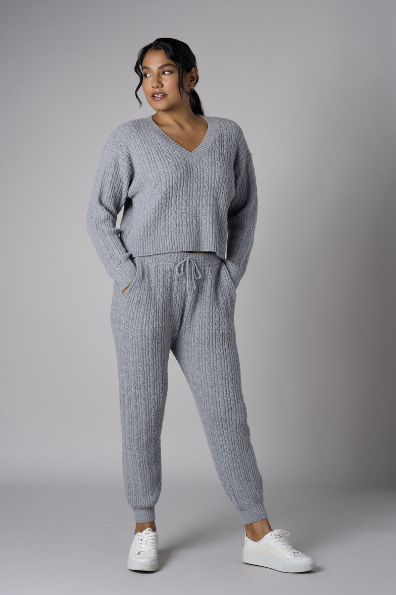 The 'Gray' Cable Knit Jogger: designed for versatile appeal.