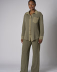 Let your outfit shine with this vibrant 'Light Olive' Side Stripe Lounge Pant.